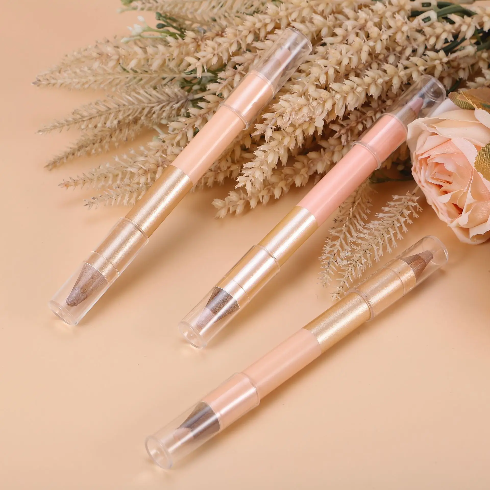 Wholesale Cosmetics Double Head Private Label Dual End Wooden Eyebrow Pencil Highlighter Pen Eyebrow Bone Pen