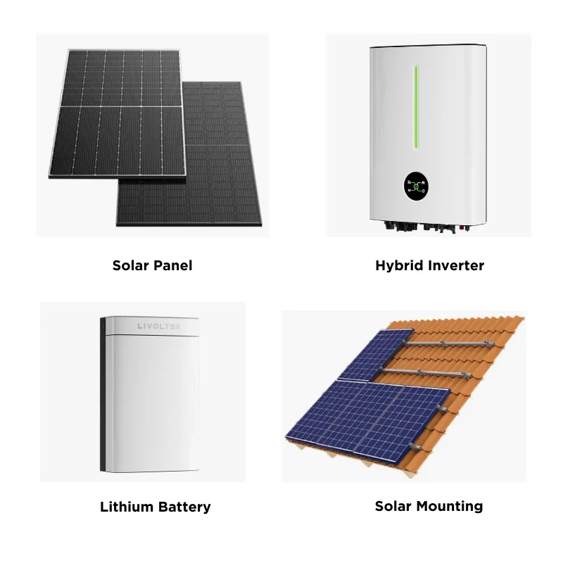 LIVOLTEK EU Standard Solar Complete Set 3Kw 5kw 6kw 10kw Solar Panels Hybrid Solar System 10kw Solar Energy System for Home Use