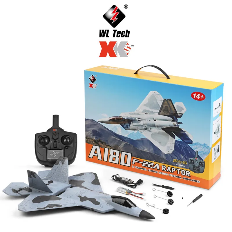 Wltoys XK A180 F22 самолет с дистанционным управлением 2 4 г бесщеточный двигатель 3D 6 стабильность системы 3 Ch 200 м Пульт дистанционного управления расстояние RTR