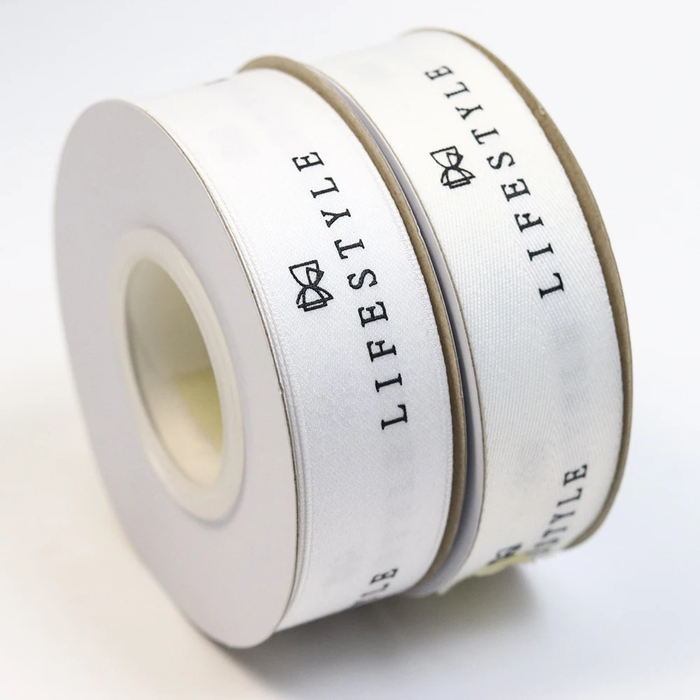 natural white customize printed cotton ribbon tape for gift wrapping