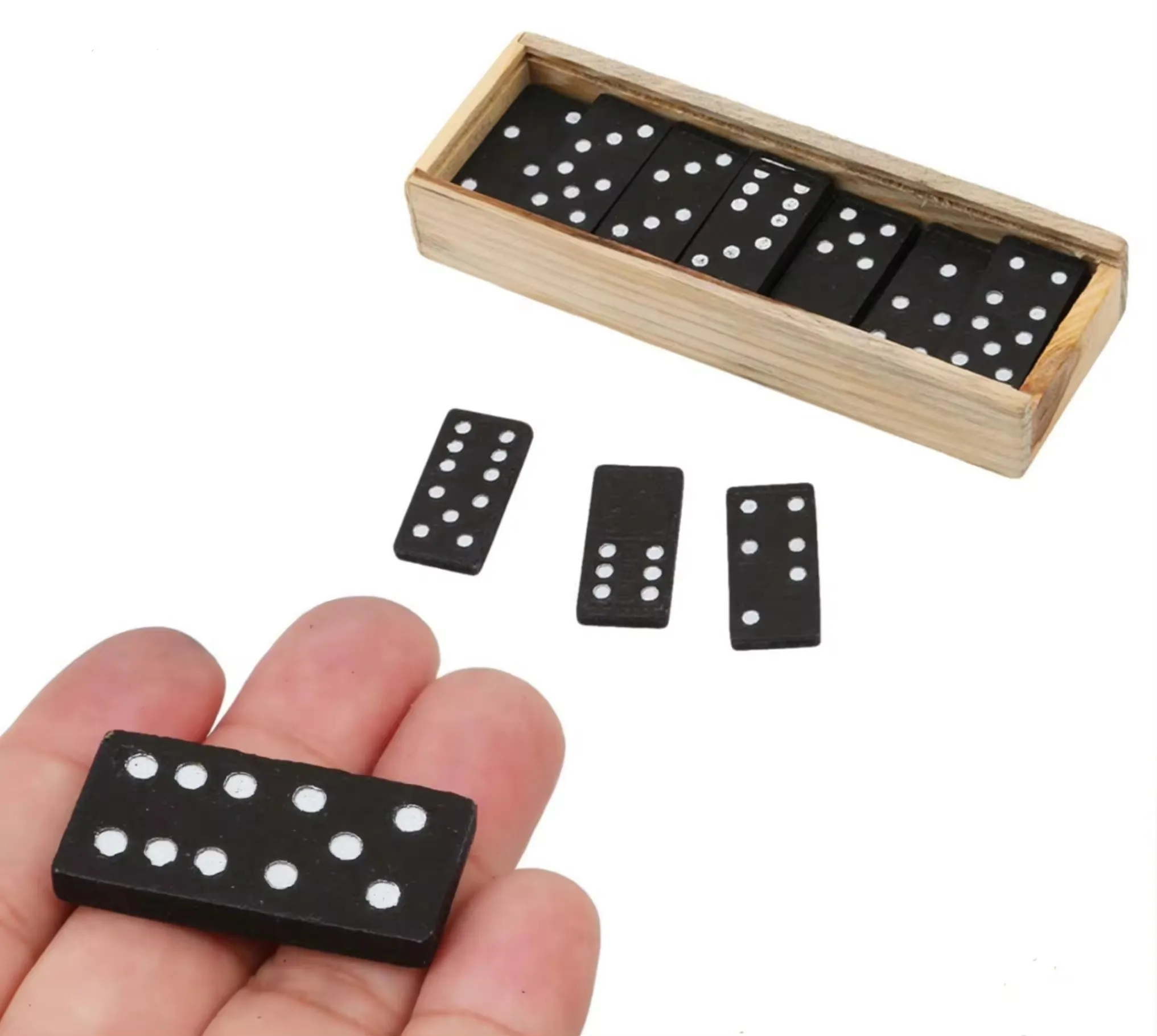 wholesale Small Blocks Mini Wooden Dominoes Gift Classic Domino Double Six Games for Boys Girls Wooden Travel Box 28 Piece Set
