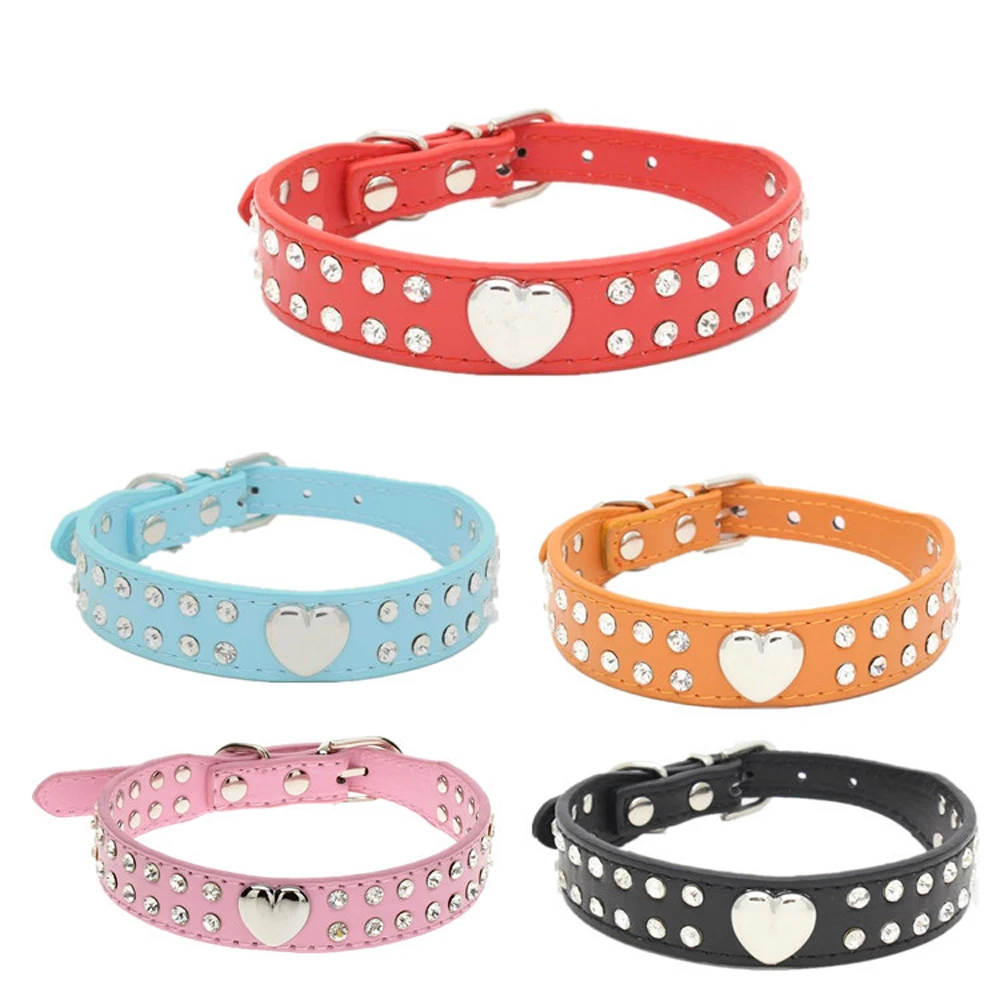 New Style Selling Dog Collar Shine Heart Rhinestone Puppy Collars Rhinestone Customized