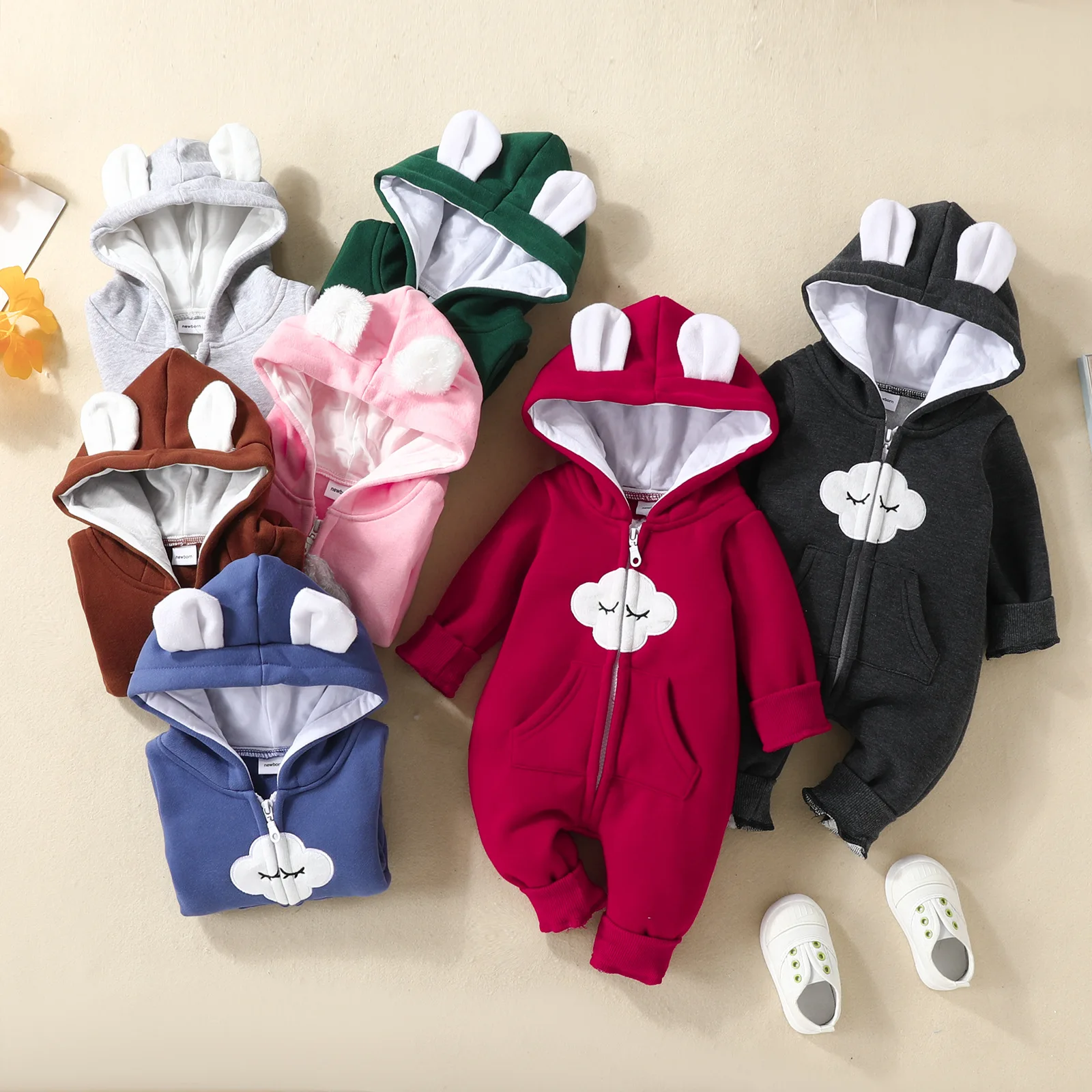 High Quality 2024 Wholesale Low Price Organic Cotton Baby Romper Design Branded Long Sleeve New Born Baby Winter Romper Clothes