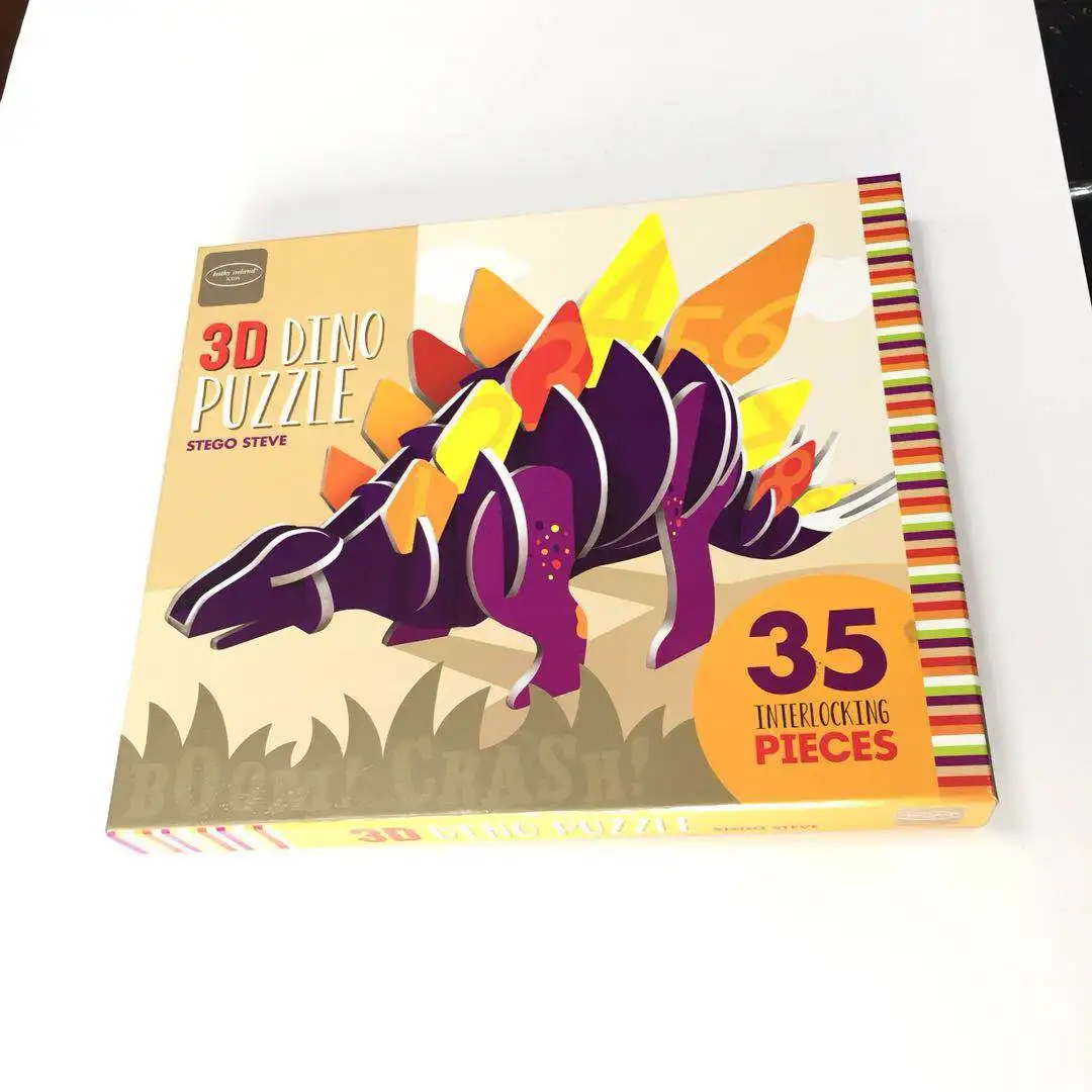 
Dinosaur Puzzle 3D for Children oem creative with paper box recycle educational toy card 