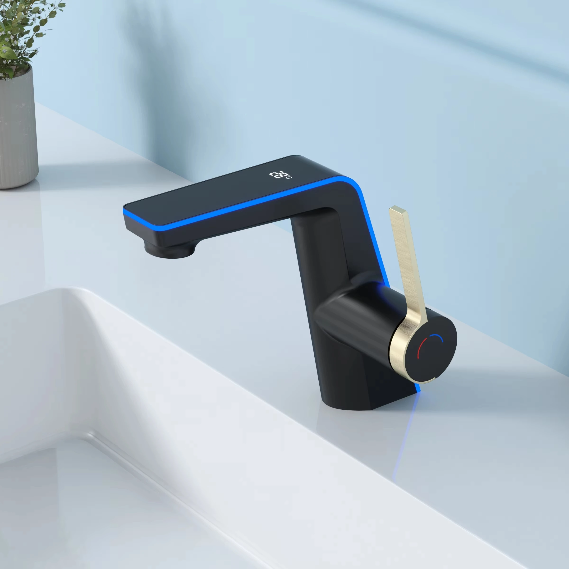 Bathroom Black Tap Led Digital Display Health Touchless single hole single handle Basin Smart Faucet Automatic Faucets Mixer Tap