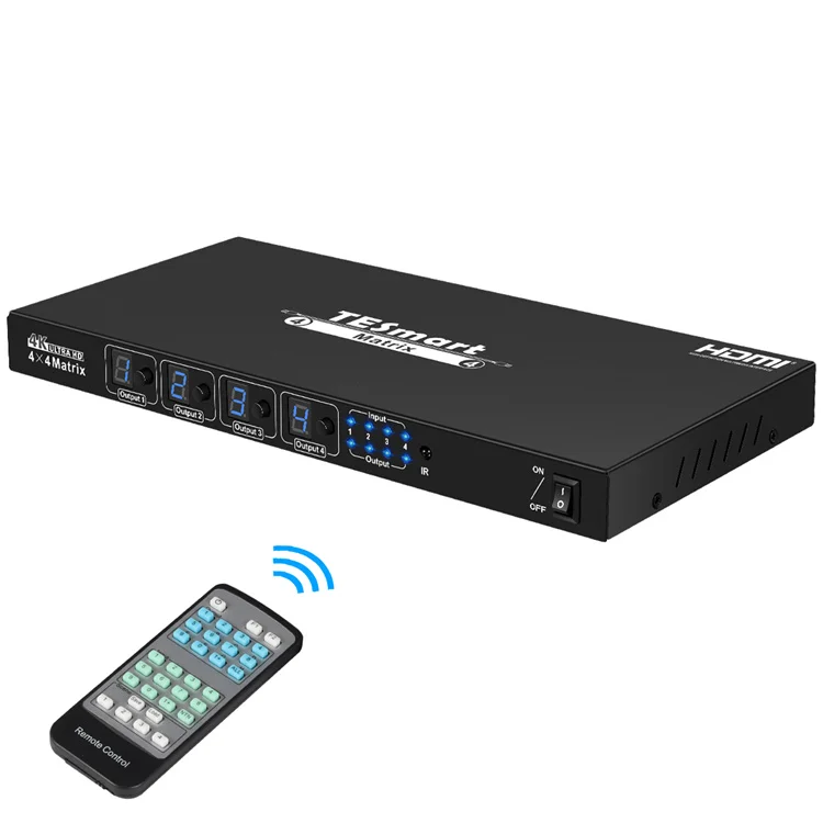 TESmart HDMI matrix  4 input 4 output Matrix Switcher IR RS232 Control 4x4 4k30 HDMI Matrix
