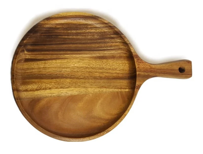 Acacia Round Tray for Small Pizzas and Appetizers Home Decor Kitchen Wooden Food Platter