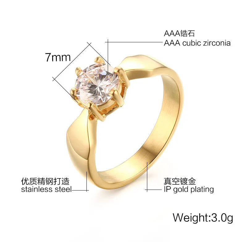 Wholesale 18k Gold Wedding Ring Multi Kinds Stainless Steel Rings White Zircon Heart Wedding Ring Women