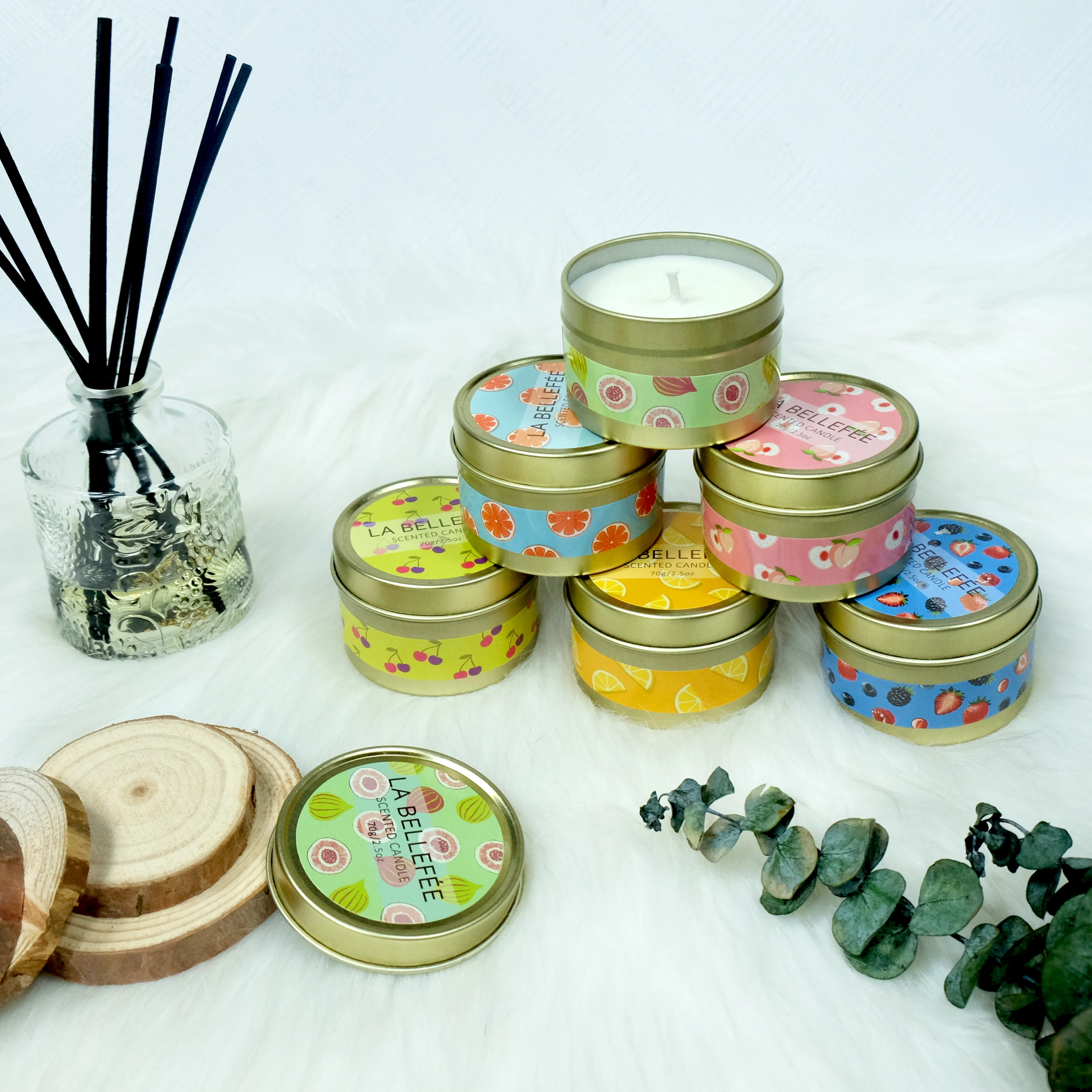 Custom Fruit Scented Candle Gift Set Soy Wax Making Candle in Tin for Home Decor Birthday