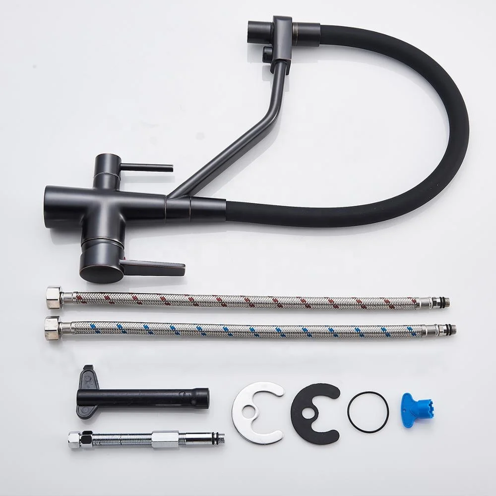 Отфильтрованные смесители для кухни выдвижной кран бронзового и черного цвета Поворот на 360 градусов тройной раковины