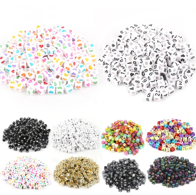 DIY beaded material early education acrylic letter set 15 kinds of letter beads plastic round square bracelet