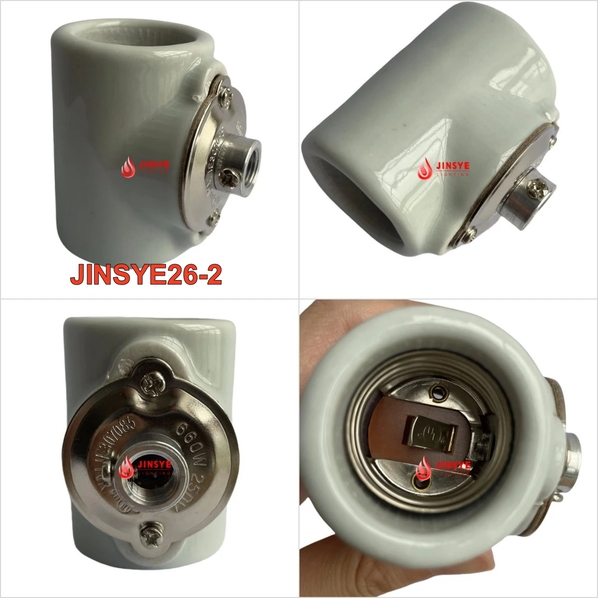 E26 Twin Lamp Holder Two Sided Porcelain Light Socket