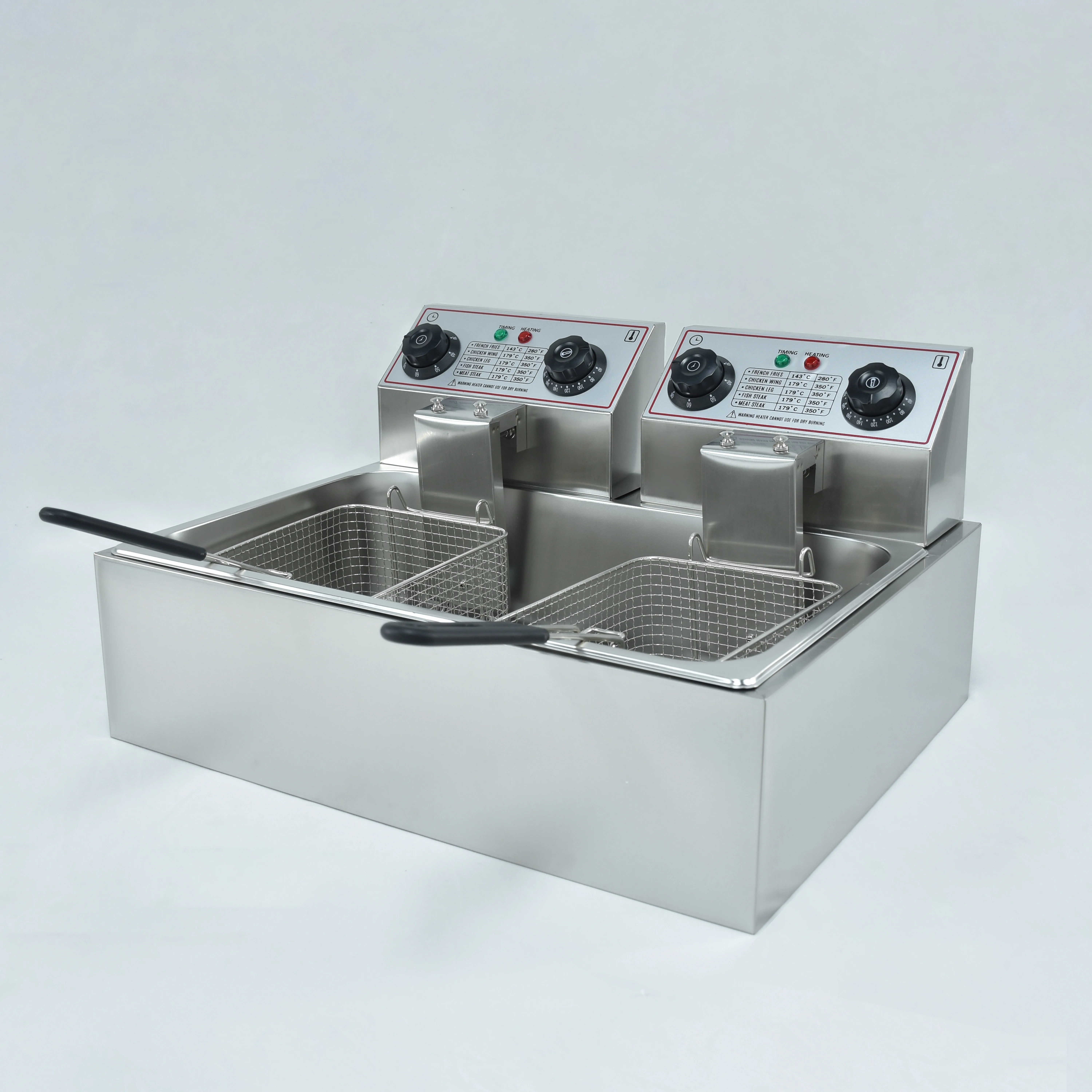 High Quality 2 Basket Electric Fryer 12L Industrial Stainless Steel Potato Chips Chicken Frying Machine  Commercial Deep Fryer