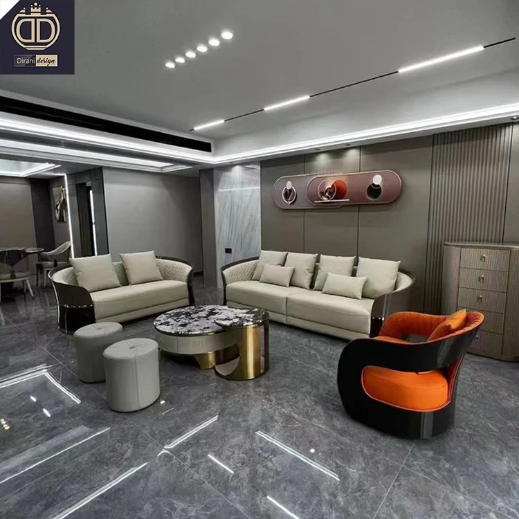 solid wood leather luxury house villa entry hall furniture villa apartment projects customized furniture