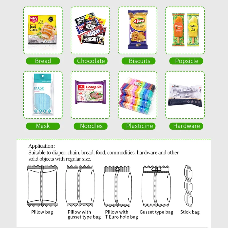 Horizontal wafer biscuits packaging machine food packing machine bread packing machine