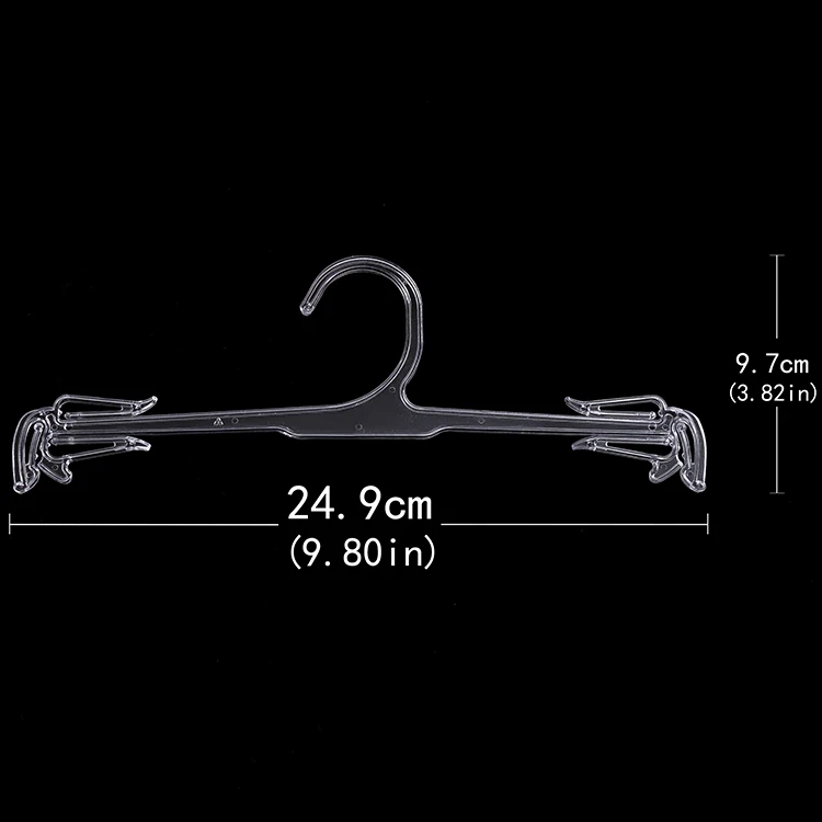 
Custom Logo Plastic Underwear Hanger Bra And Panties Set Plastic Clear Hangers Disposable Acrilyc Crystal Hanger For Retail Use 
