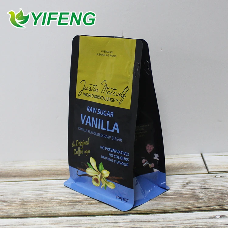 Custom wholesale 250g 500g 1kg black printing aluminum foil ziplock block bottom coffee bag with one way valve