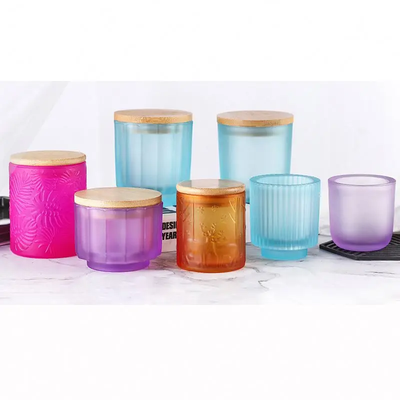 Высокое качество стеклянный подсвечник свеча стеклянную банку с бамбуковой крышкой GJC-044C