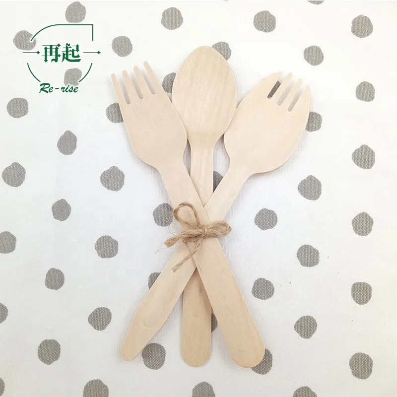 
Biodegradable Birch Wood Color Spoon and Fork 