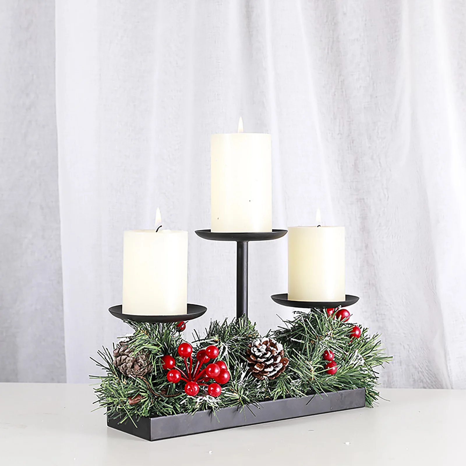 Vintage Christmas Candle holder Metal Candle stick Candlestick table centerpiece Iron Candle Stand