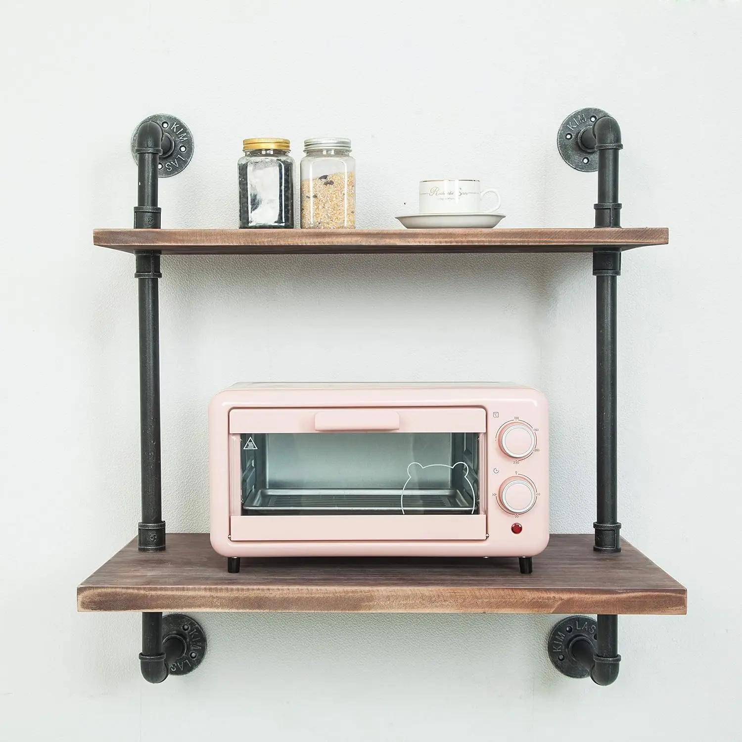 Black Retro Wall Mount Iron Pipe shelf Rack Shelf Stand Storage For Kitchen