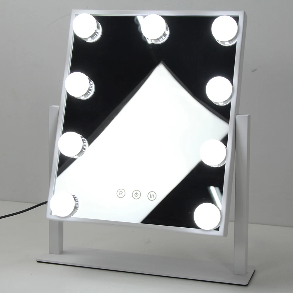 25*30CM Square Frameless Desktop Hollywood Style Led Makeup Vanity Mirror With Lights