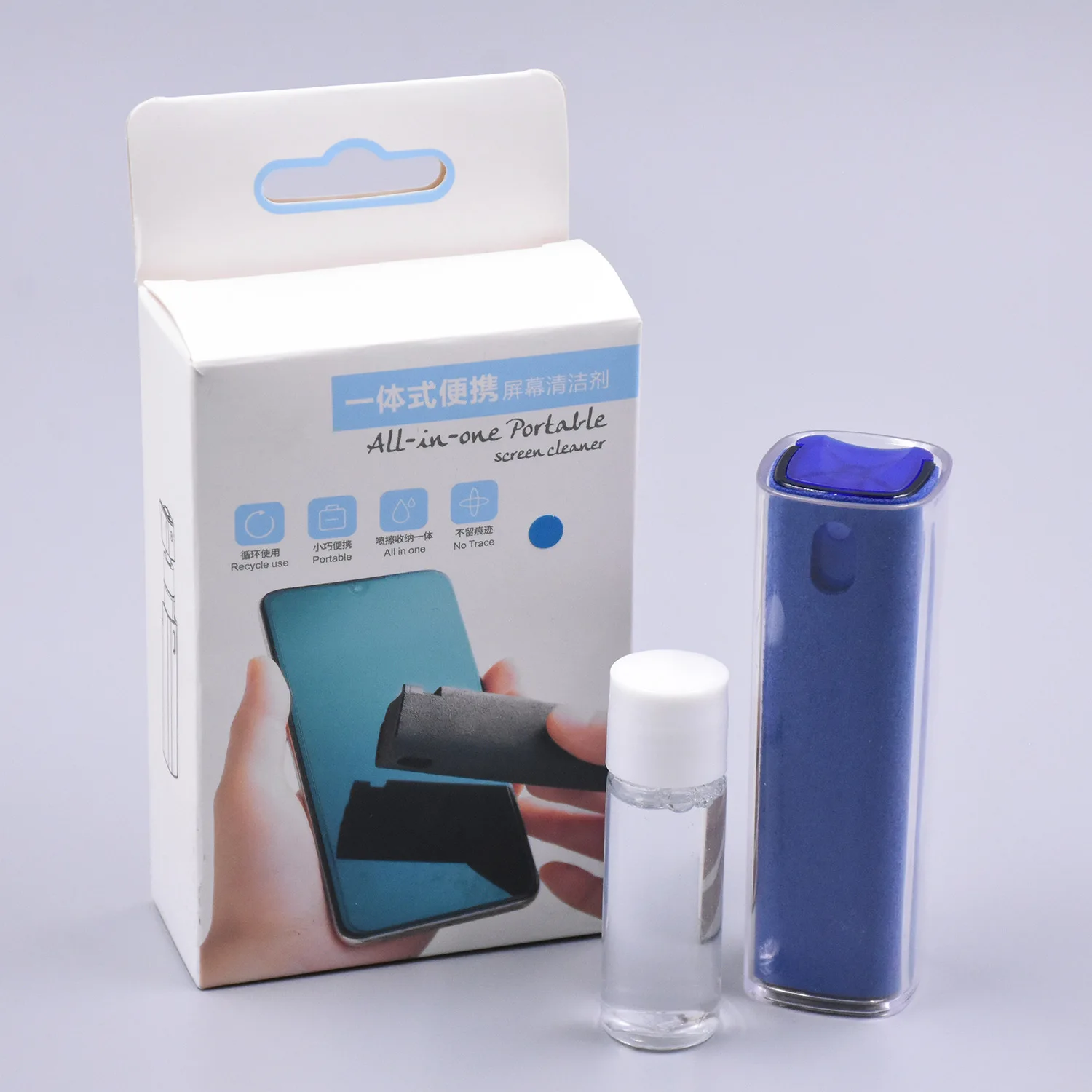 2 In 1 Phone Screen Cleaner Spray Computer Screen Dust Removal Microfiber Cloth Set Cleaning Artifact With Cleaning Liquid