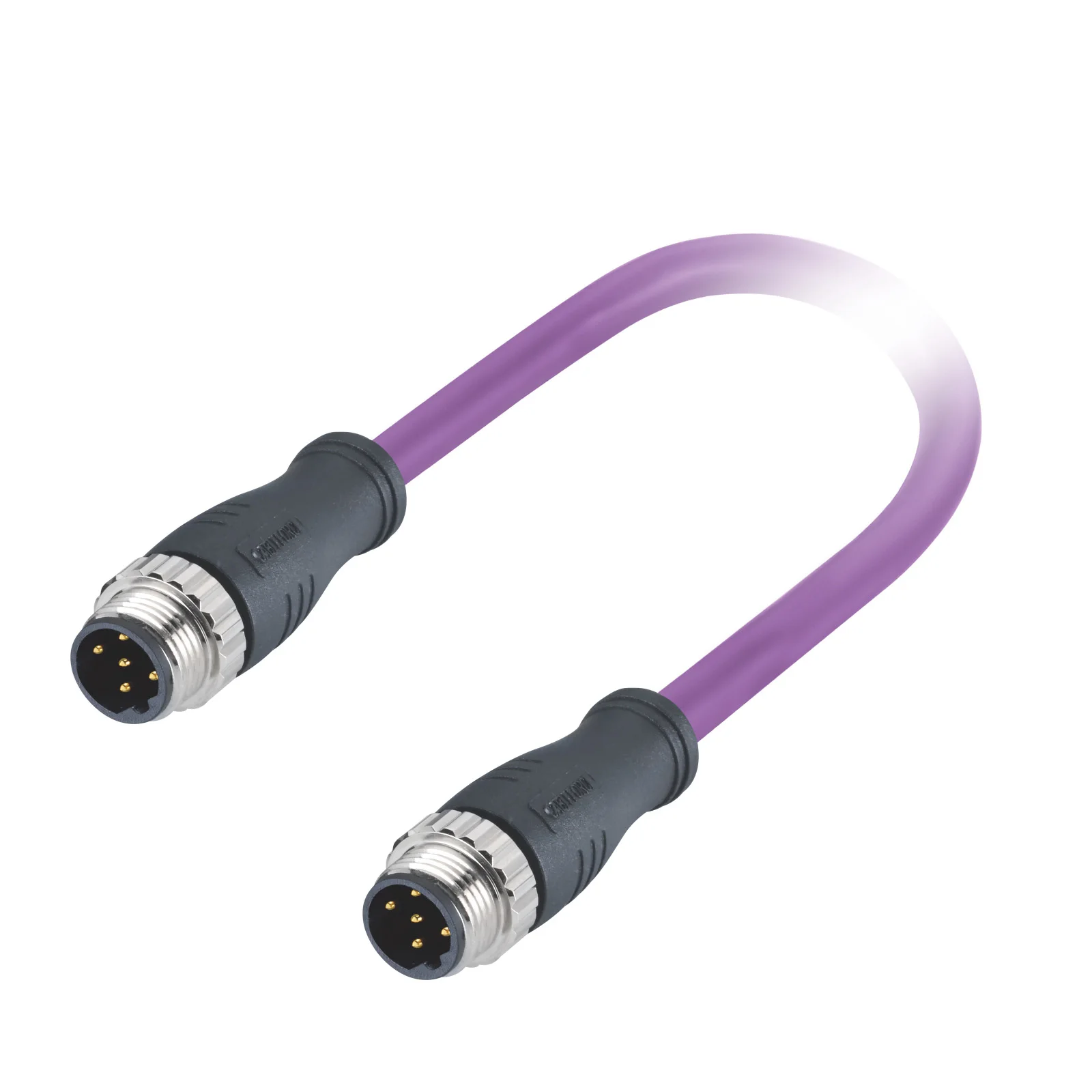 M12 B Code male to male connector 5 Pin molded 2M purple Profibus DP Shielded cable