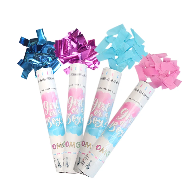 Gender revealed Confetti Paper Machine Rose Salute Petal Rain Gun Concierge Flower Tube Aerial Firework With Burning Paper