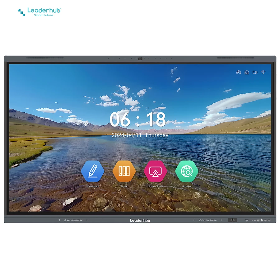 Поставщик Leaderhub, 75 дюймов, 4K, HD, с сенсорным экраном, камера, Интерактивная доска для конференций