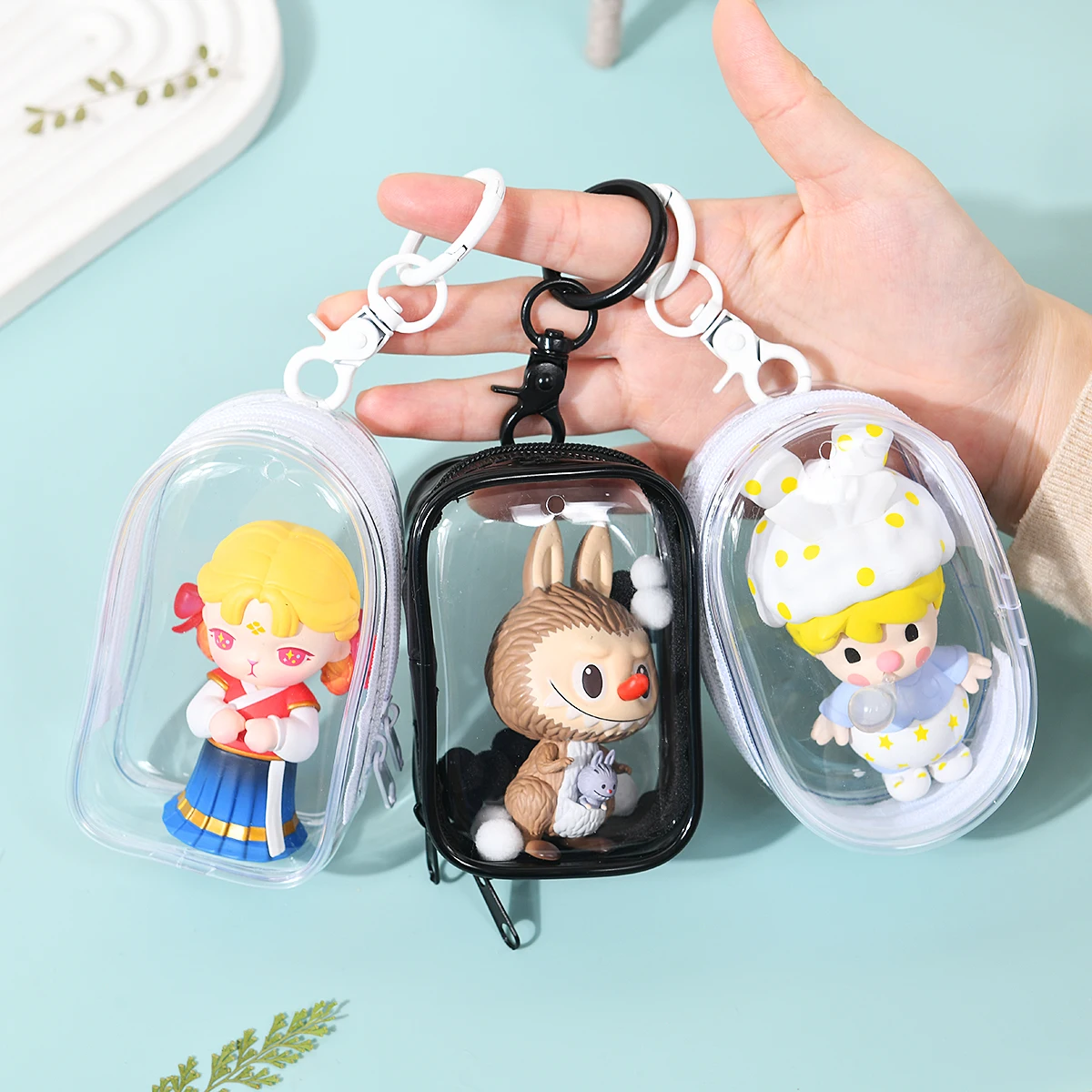 Transparent PVC Doll Display Storage Bag for Mobile Phone Chargers and Headphones Makeup Bag Figure