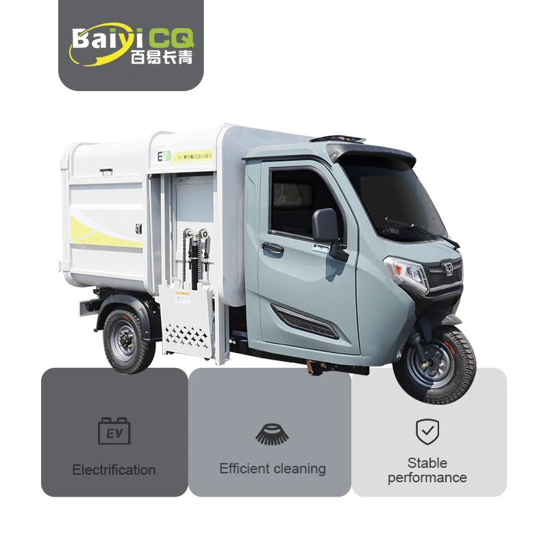 Baiyi-L30 Mini Side Loader Electric Trash Garbage Truck new garbage tricycle for sale