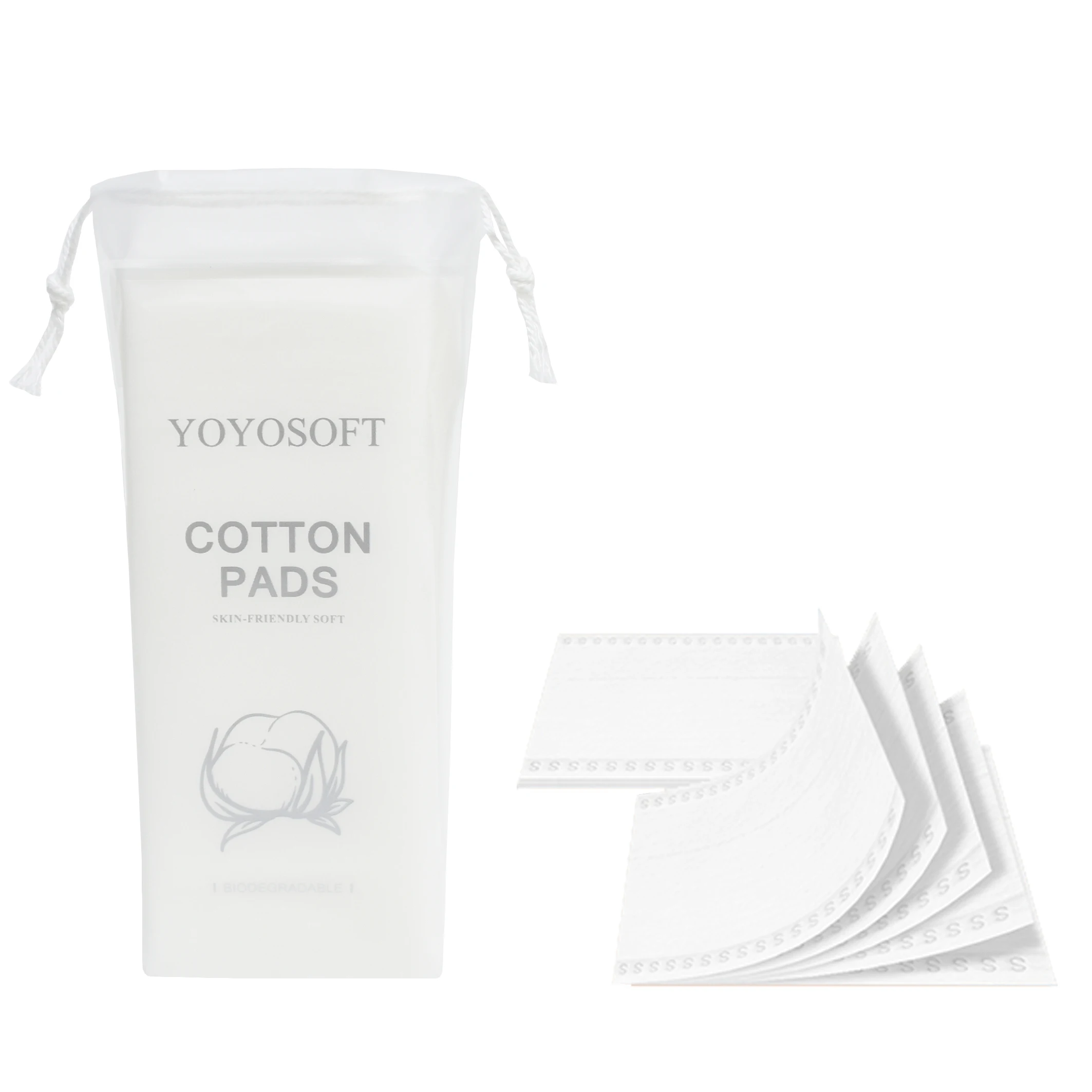 Custom Lint Free Biodegradable 5 Layers Cosmetic Makeup Remover Toner Organic Soft Facial Disposable Pure Cotton Pads