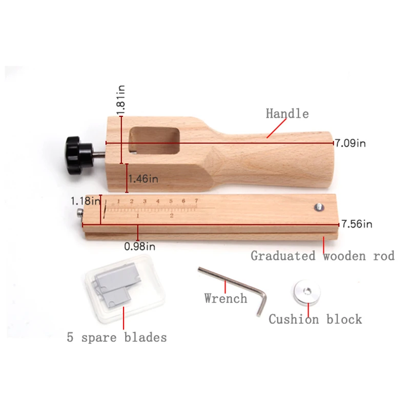 Adjustable Leather Tools Strip Cutter Wooden Strip Belt DIY Hand Cutting Wooden Strap Knife Leather With 5 Blades