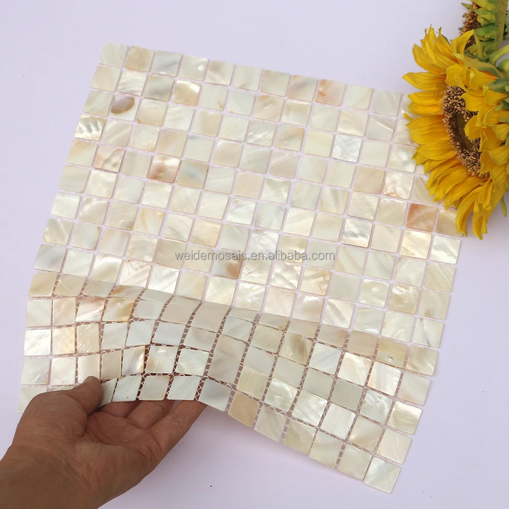 2mm Thick Square Mother of Pearl Mosaic Ttile Kitchen Backsplash Decoration Natural Pearl Mosaic Tile