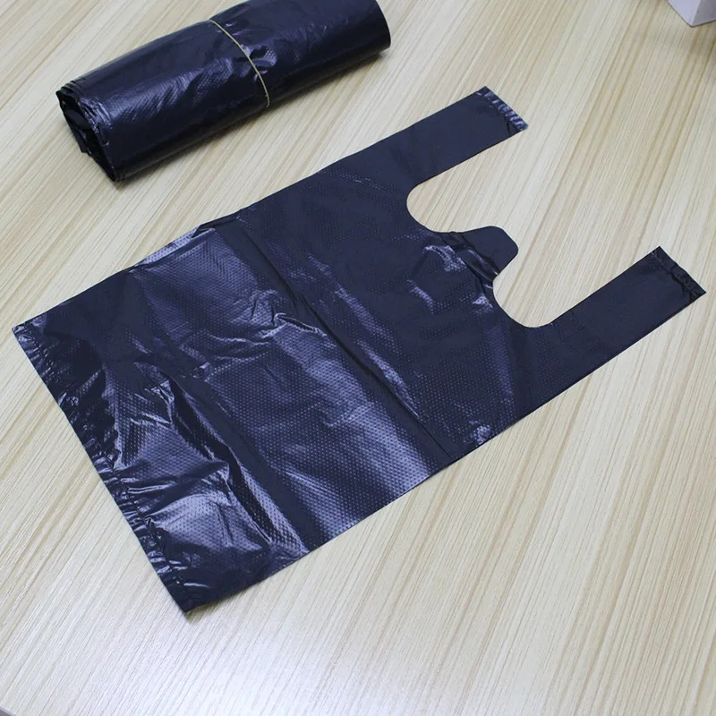 YC простые черно-белые полиэтиленовые пакеты для футболок майки Прозрачные с ручками