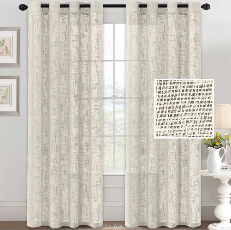 Wholesale Custom Solid Colored Quiet Sliding Polyester Spandex White Beige Color 52 x 108 Inch Livingroom Hotel Widow Curtain