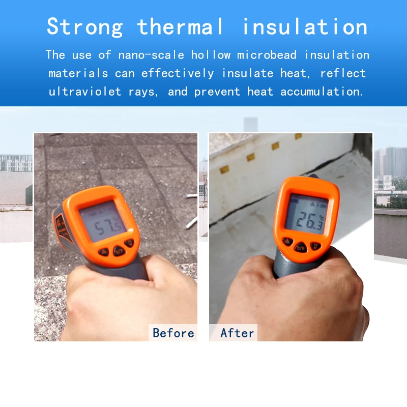 Roof heat insulation coating, roof exterior wall waterproof material, color steel tile reflection heat insulation cooling