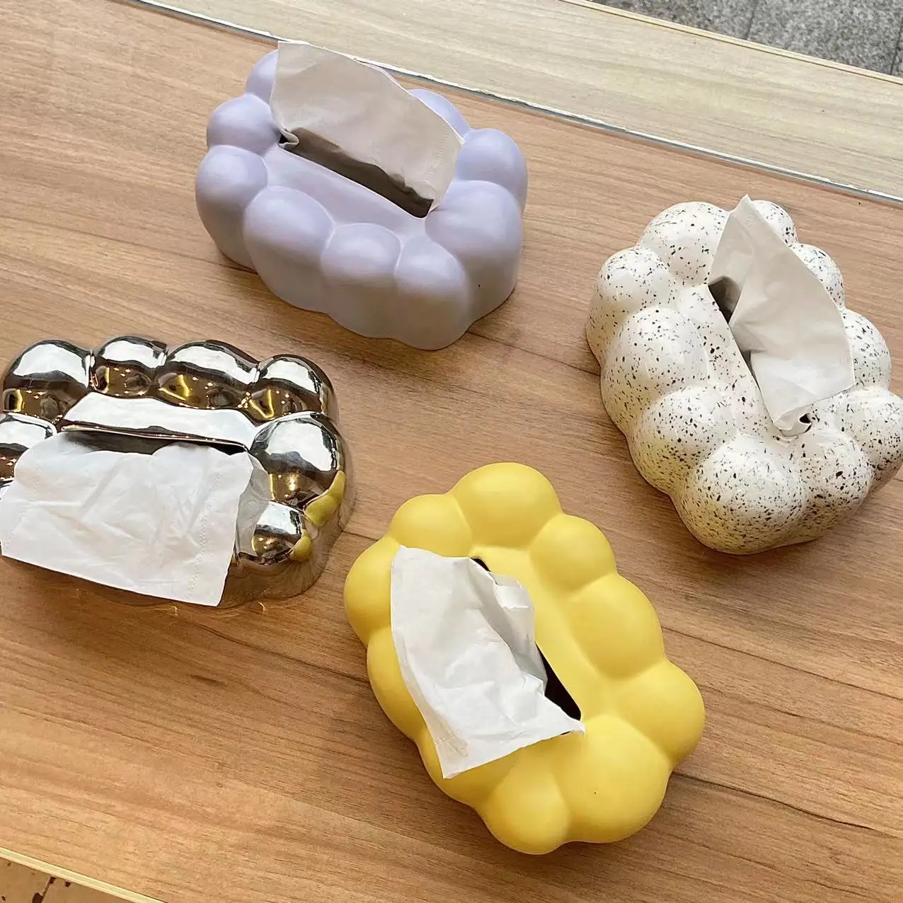 Wholesale Nordic Decorative Silver Plate Ceramic Facial Tissue Box Cases Cover Paper Holder