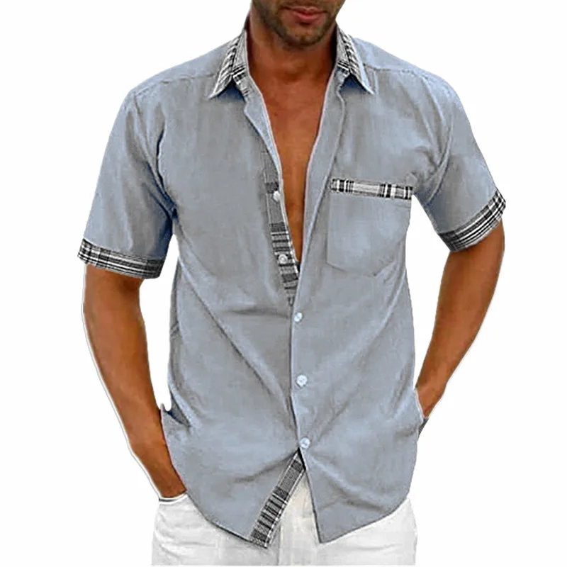 Wholesale man clothes classic collar Mens Short Sleeve Shirt slim fit dress shirts men