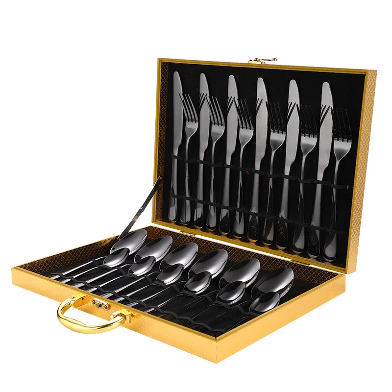 
Amazon hot sell luxury silverware cutlery set stainless steel , 24pcs stainless steel flatware set 