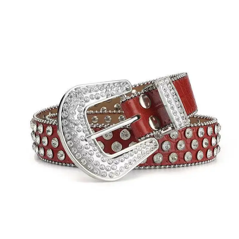 Западный Redeo, ковбойский пояс Cowgirl со стразами, украшенный белыми стразами в стиле панк