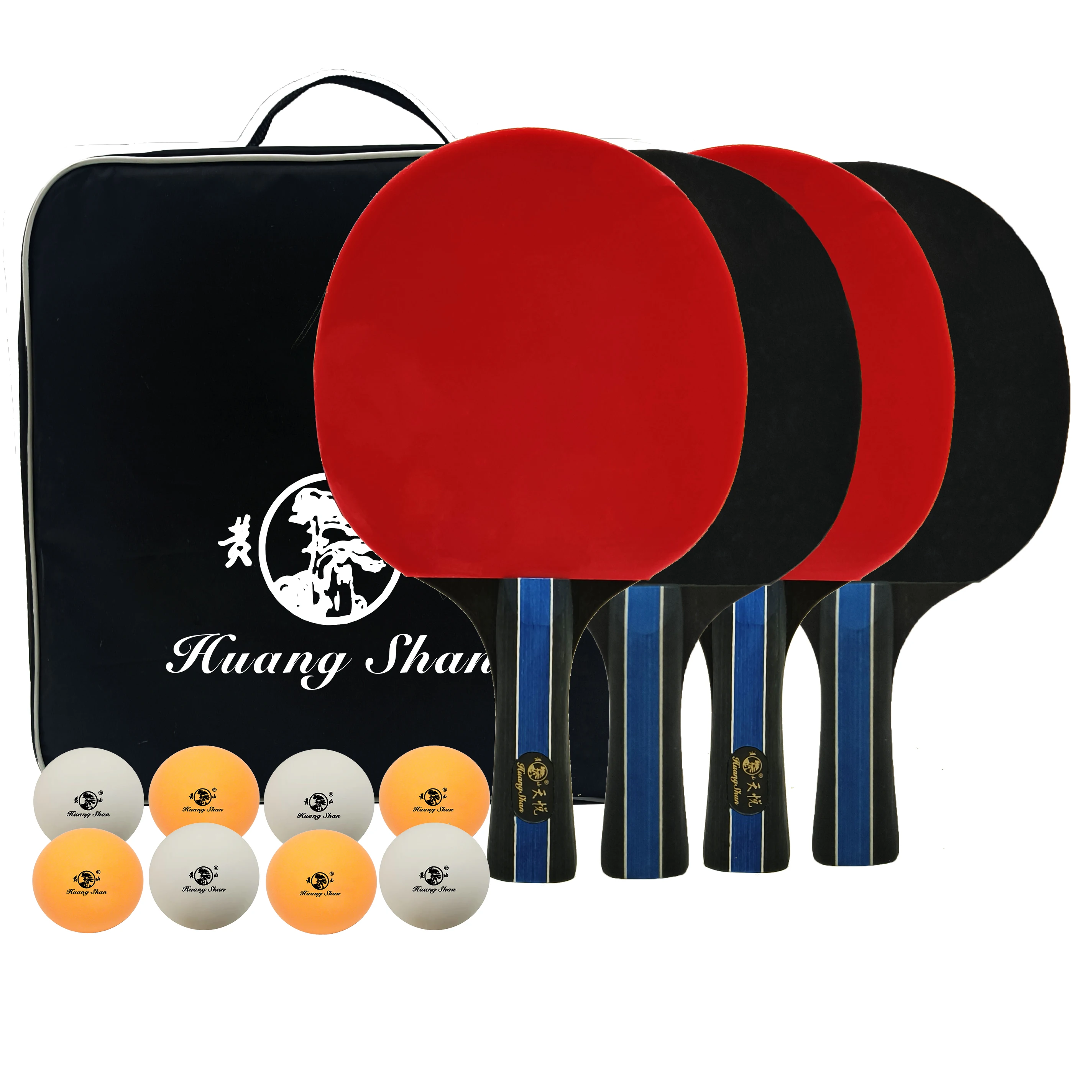 4 Player Pro Premium table tennis Set of 4 bats 8 Balls with 1 Portable case Bag pingpong paddle table tennis racket