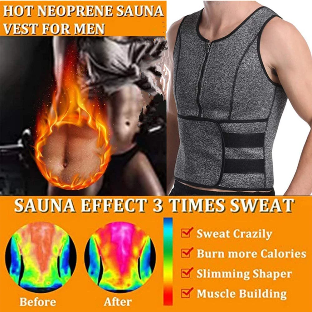 TENNEIGHT Mens Sweat Sauna Band Shapewear Tummy Control Fat Burning Slimming Vest Full Body Shaper for Men