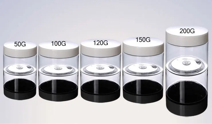 Empty Cosmetic Packing 120 ml Wide-Mouth Bottle With White Black Cap PET 120 G Transparent Cream Jar