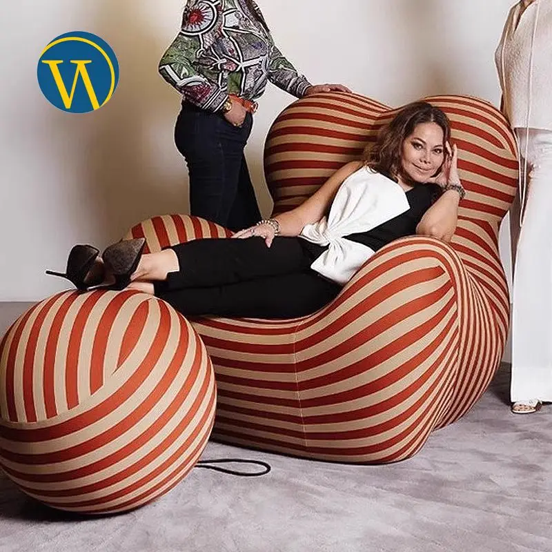 Modern Styling Cotton Sofa Chair Fabric Lounge Chair with Ball Custom Elegant Lazy Leisure Couch Chairs