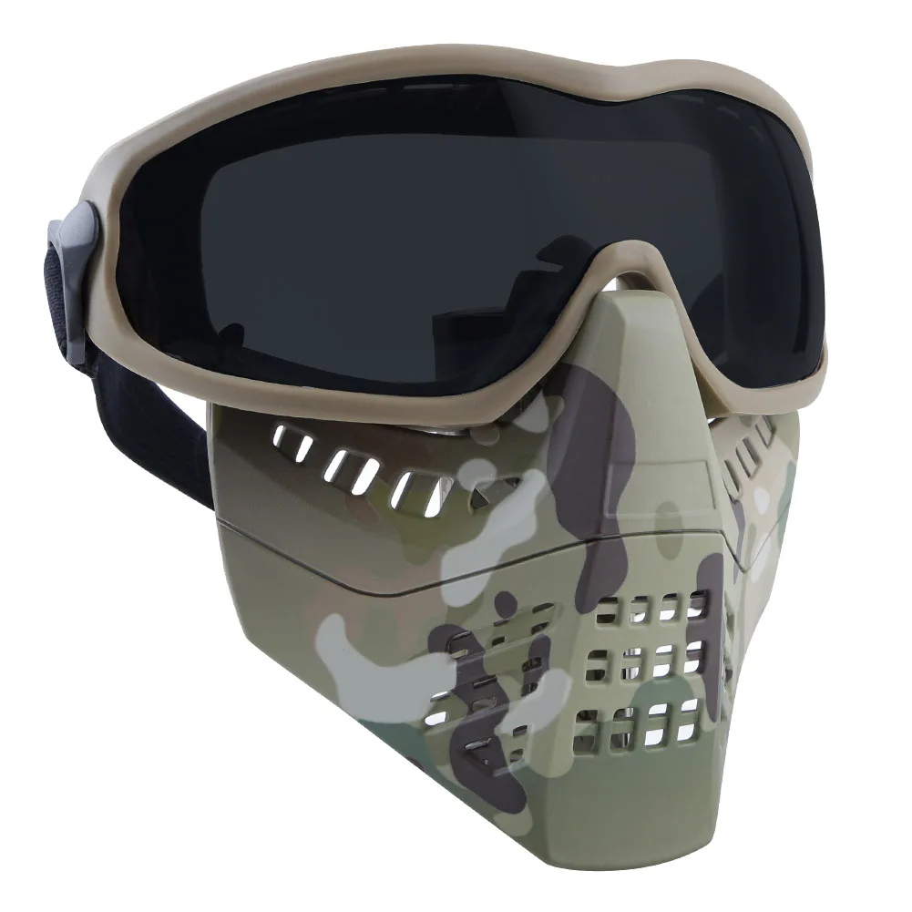 WoSporT  Ant Shape Tactical Military Full Face Mask with goggles for Outdoor Sports Airsoft Paintball