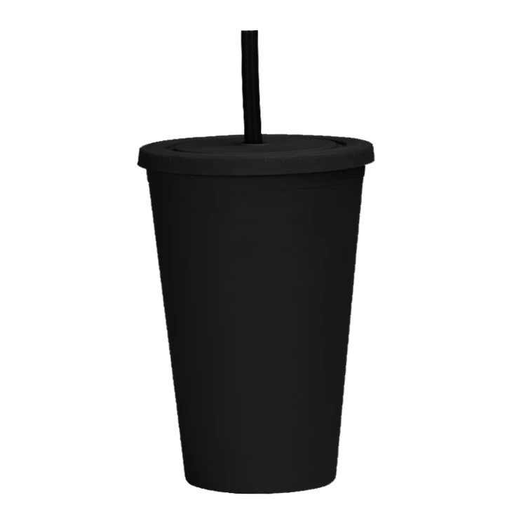 
16oz Soft Touch Pastel Matted Colored Acrylic Cups with Lids and Straws 