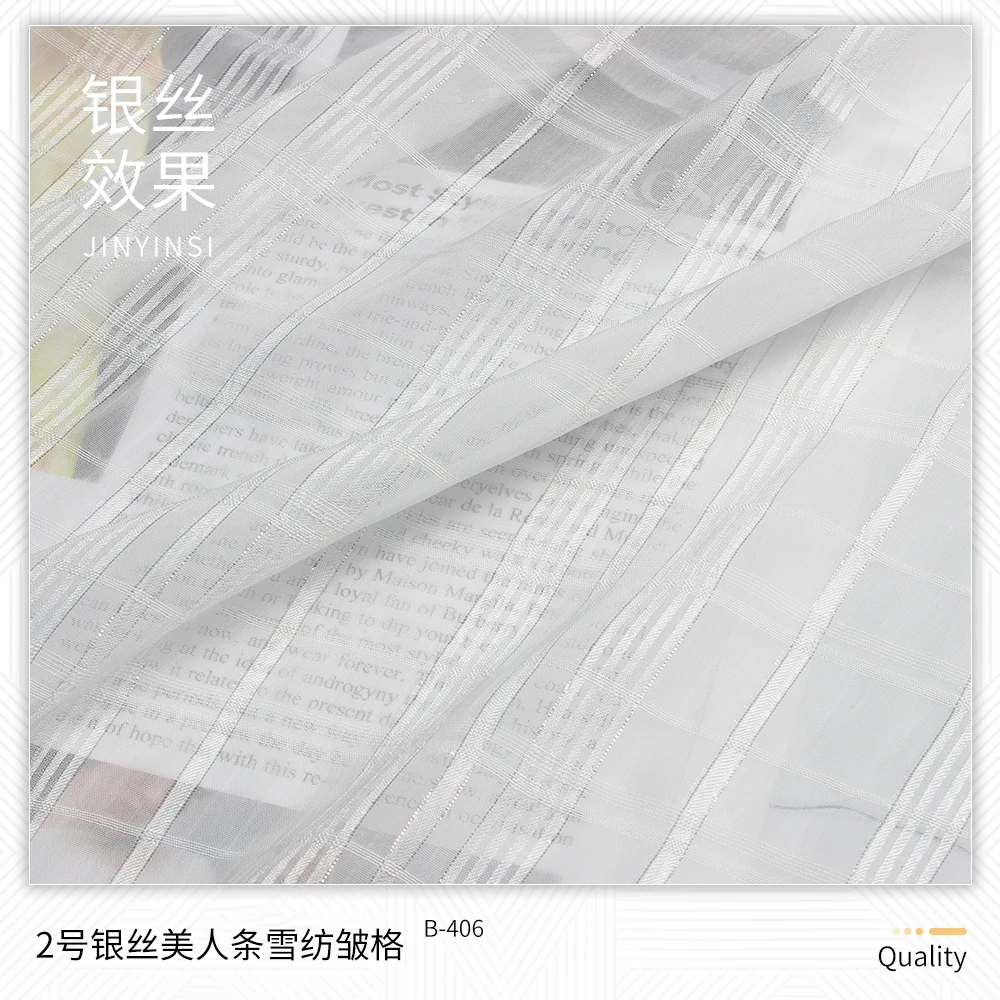 spun gold Silver beauty stripe chiffon crepe check