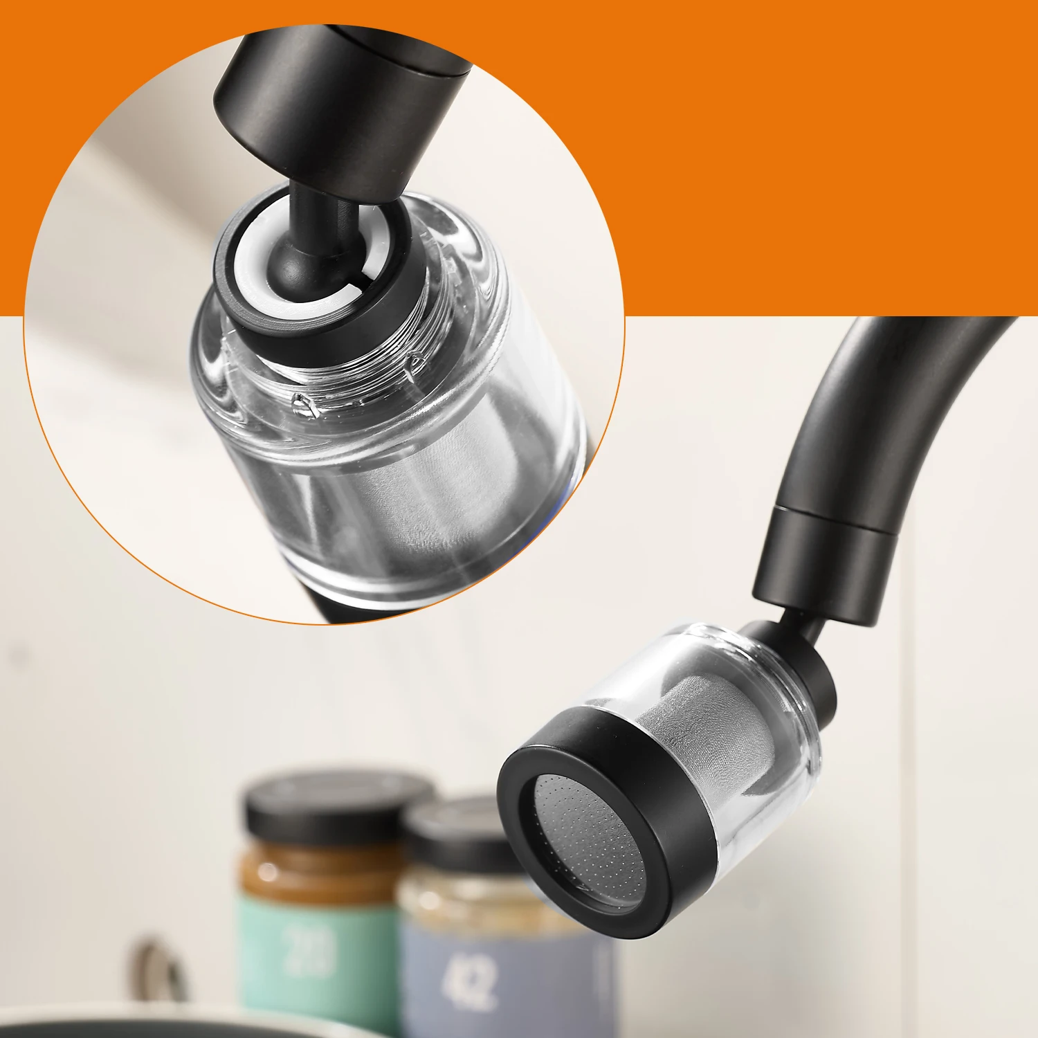 2024 New Kitchen and Bathroom Faucet Aerator Anti Splash Water Rotary Head Stainless Steel Pass Rate Mesh Filter Aerator